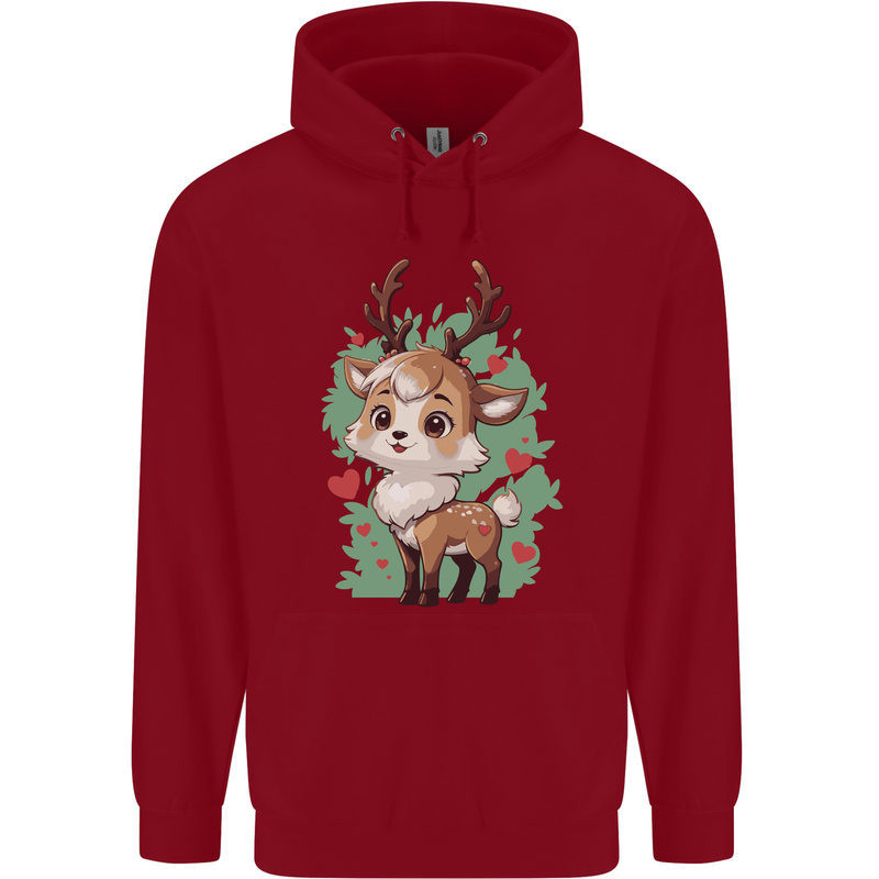 Christmas Cute Reindeer Xmas Childrens Kids Hoodie Red