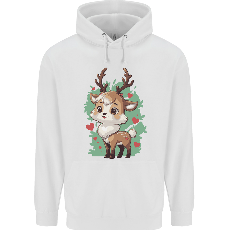 Christmas Cute Reindeer Xmas Childrens Kids Hoodie White