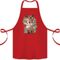 Christmas Cute Reindeer Xmas Cotton Apron 100% Organic Red