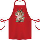 Christmas Cute Reindeer Xmas Cotton Apron 100% Organic Red
