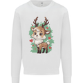 Christmas Cute Reindeer Xmas Kids Sweatshirt Jumper White