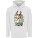 Christmas Cute Reindeer Xmas Mens 80% Cotton Hoodie White