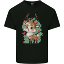 Christmas Cute Reindeer Xmas Mens Cotton T-Shirt Tee Top Black