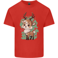 Christmas Cute Reindeer Xmas Mens Cotton T-Shirt Tee Top Red