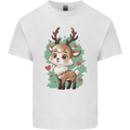 Christmas Cute Reindeer Xmas Mens Cotton T-Shirt Tee Top White