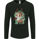 Christmas Cute Reindeer Xmas Mens Long Sleeve T-Shirt Black