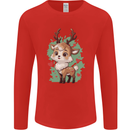 Christmas Cute Reindeer Xmas Mens Long Sleeve T-Shirt Red