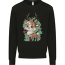 Christmas Cute Reindeer Xmas Mens Sweatshirt Jumper Black