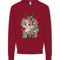 Christmas Cute Reindeer Xmas Mens Sweatshirt Jumper Red