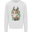 Christmas Cute Reindeer Xmas Mens Sweatshirt Jumper White