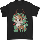 Christmas Cute Reindeer Xmas Mens T-Shirt 100% Cotton Black