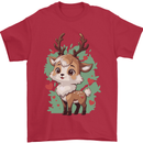 Christmas Cute Reindeer Xmas Mens T-Shirt 100% Cotton Red