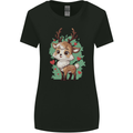 Christmas Cute Reindeer Xmas Womens Wider Cut T-Shirt Black