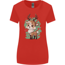 Christmas Cute Reindeer Xmas Womens Wider Cut T-Shirt Red
