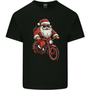 Christmas Cycling Santa Claus Bicycle Kids T-Shirt Childrens Black
