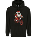 Christmas Cycling Santa Claus Bicycle Mens 80% Cotton Hoodie Black