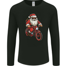 Christmas Cycling Santa Claus Bicycle Mens Long Sleeve T-Shirt Black