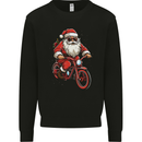 Christmas Cycling Santa Claus Bicycle Mens Sweatshirt Jumper Black