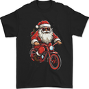 Christmas Cycling Santa Claus Bicycle Mens T-Shirt 100% Cotton Black