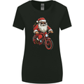 Christmas Cycling Santa Claus Bicycle Womens Wider Cut T-Shirt Black