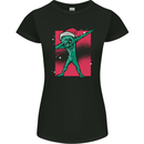 Christmas Dabbing Alien Xmas UFO Womens Petite Cut T-Shirt Black