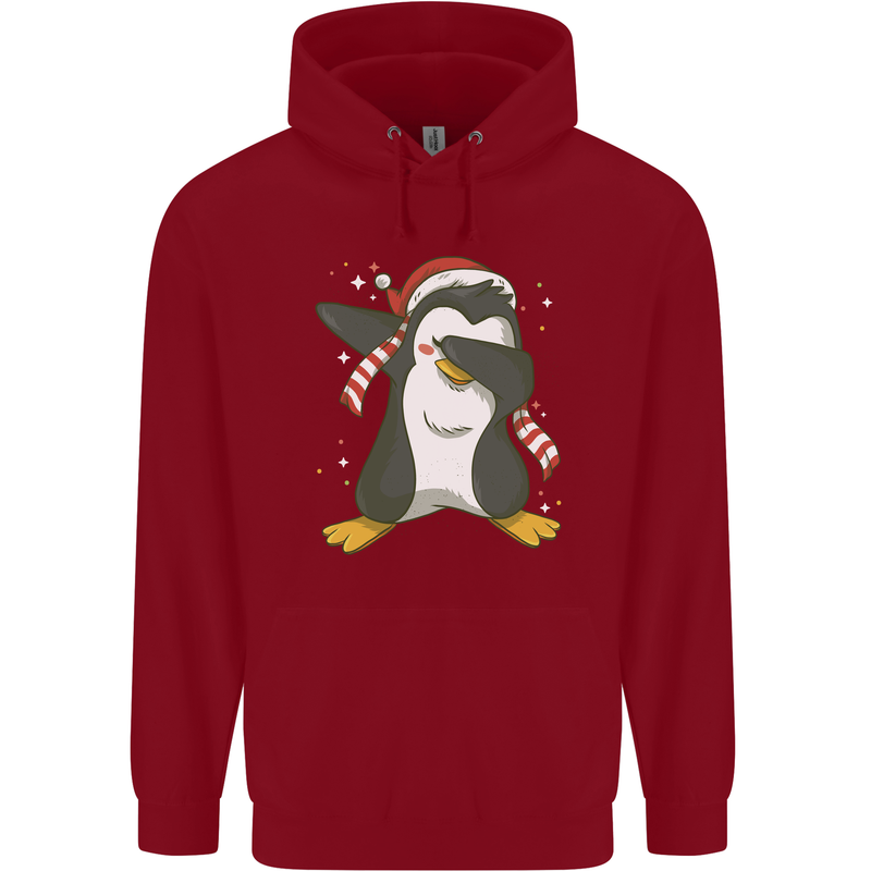 Christmas Dabbing Penguin Funny Xmas Childrens Kids Hoodie Red