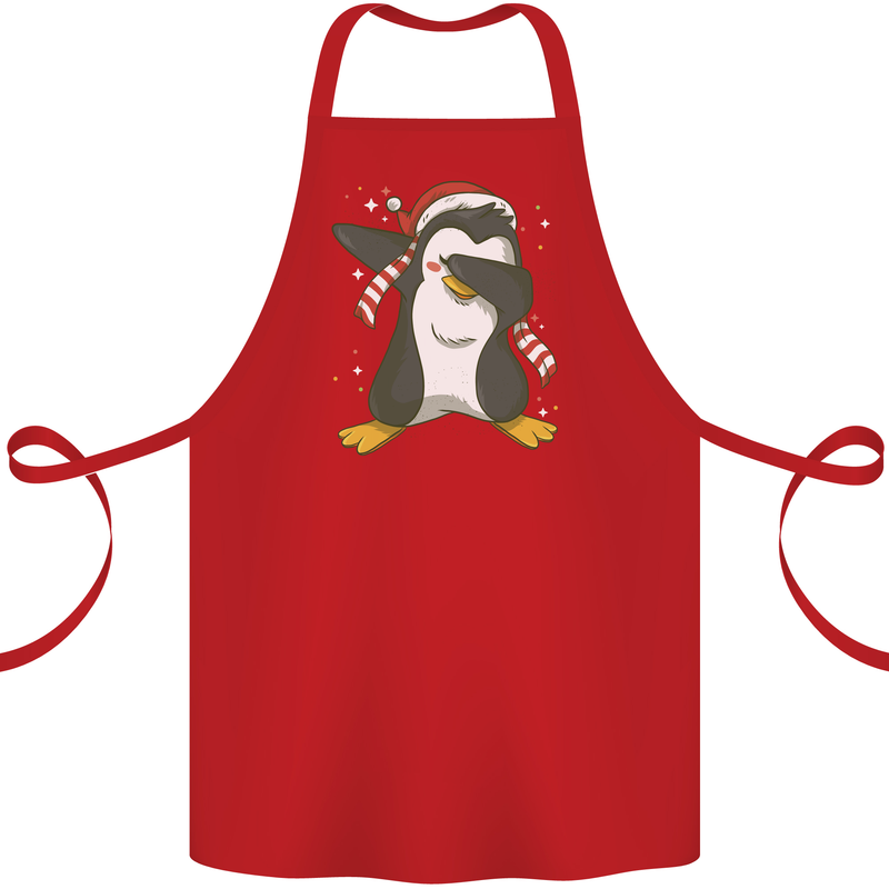 Christmas Dabbing Penguin Funny Xmas Cotton Apron 100% Organic Red