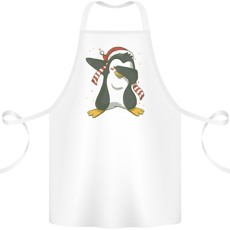 Christmas Dabbing Penguin Funny Xmas Cotton Apron 100% Organic White