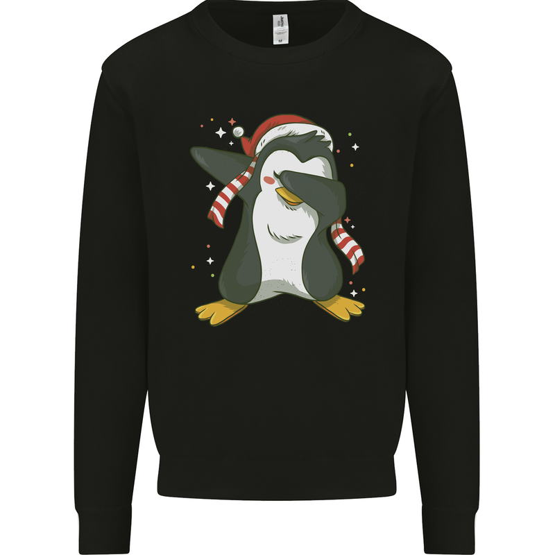 Christmas Dabbing Penguin Funny Xmas Kids Sweatshirt Jumper Black
