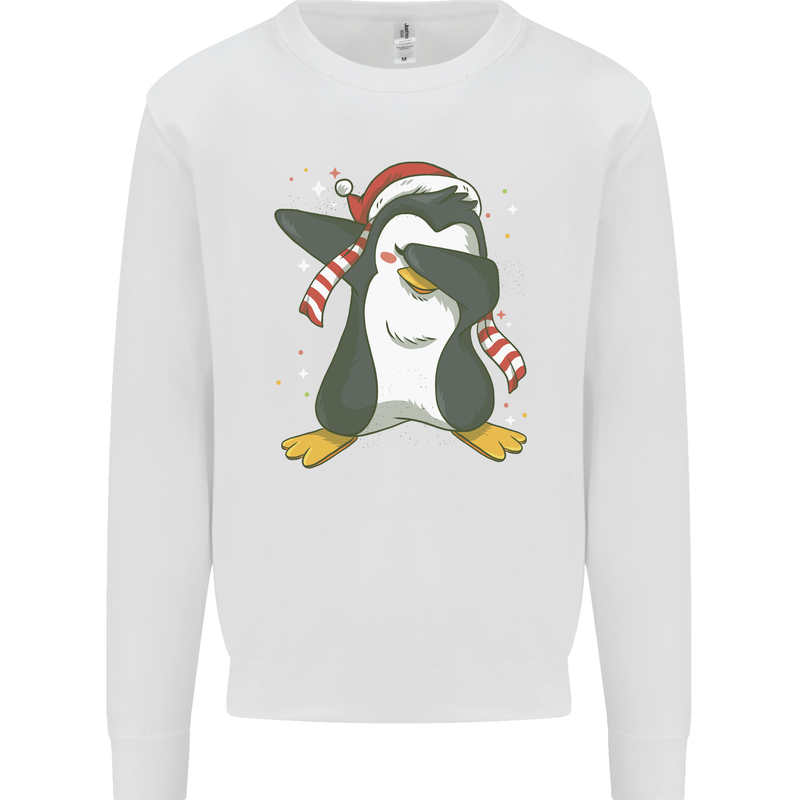 Christmas Dabbing Penguin Funny Xmas Kids Sweatshirt Jumper White