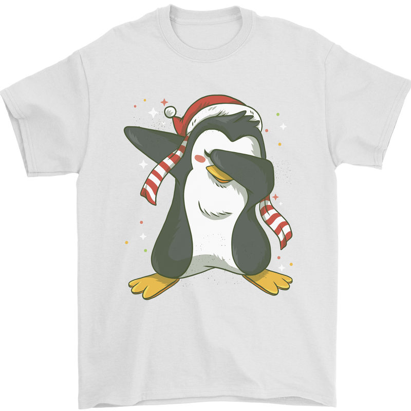 Christmas Dabbing Penguin Funny Xmas Mens T-Shirt 100% Cotton White