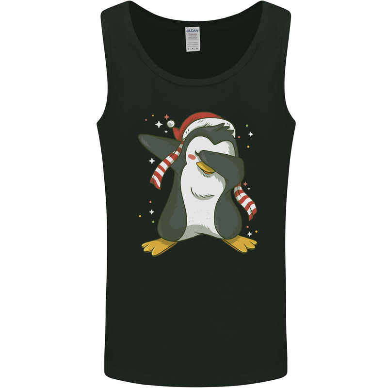 Christmas Dabbing Penguin Funny Xmas Mens Vest Tank Top Black