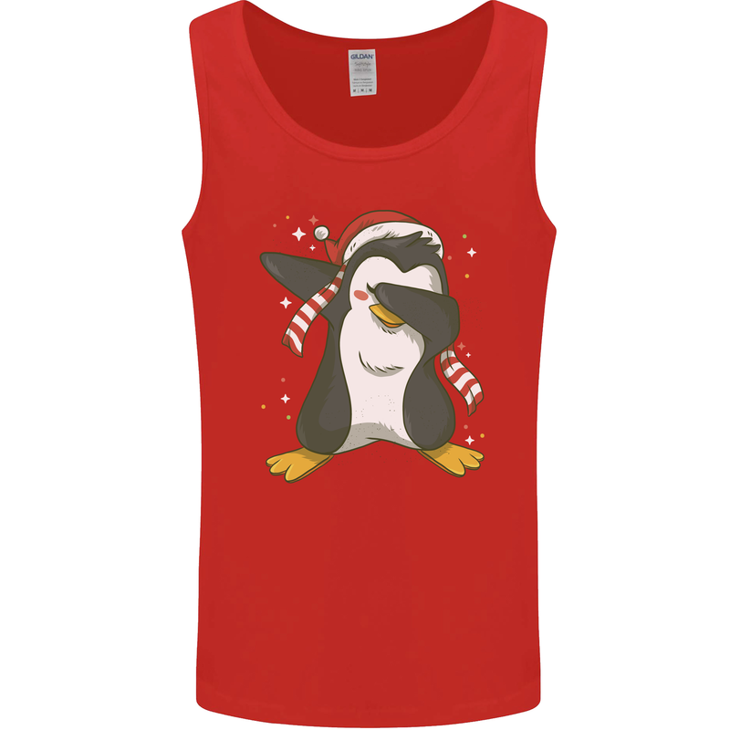 Christmas Dabbing Penguin Funny Xmas Mens Vest Tank Top Red