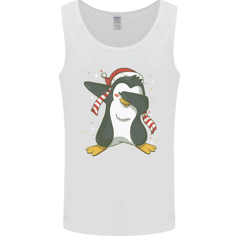 Christmas Dabbing Penguin Funny Xmas Mens Vest Tank Top White