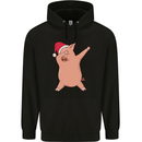 Christmas Dabbing Pig Wearing an Xmas Hat Childrens Kids Hoodie Black