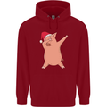 Christmas Dabbing Pig Wearing an Xmas Hat Childrens Kids Hoodie Red
