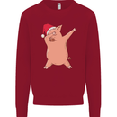 Christmas Dabbing Pig Wearing an Xmas Hat Kids Sweatshirt Jumper Red