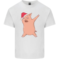 Christmas Dabbing Pig Wearing an Xmas Hat Kids T-Shirt Childrens White