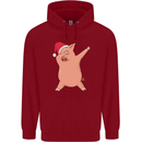 Christmas Dabbing Pig Wearing an Xmas Hat Mens 80% Cotton Hoodie Red