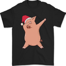 Christmas Dabbing Pig Wearing an Xmas Hat Mens T-Shirt 100% Cotton Black