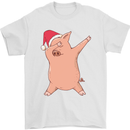 Christmas Dabbing Pig Wearing an Xmas Hat Mens T-Shirt 100% Cotton White