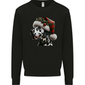 Christmas Dalmatian Dog Wearing a Xmas Hat Kids Sweatshirt Jumper Black