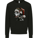 Christmas Dalmatian Dog Wearing a Xmas Hat Kids Sweatshirt Jumper Black