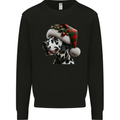 Christmas Dalmatian Dog Wearing a Xmas Hat Mens Sweatshirt Jumper Black