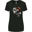 Christmas Dalmatian Dog Wearing a Xmas Hat Womens Wider Cut T-Shirt Black