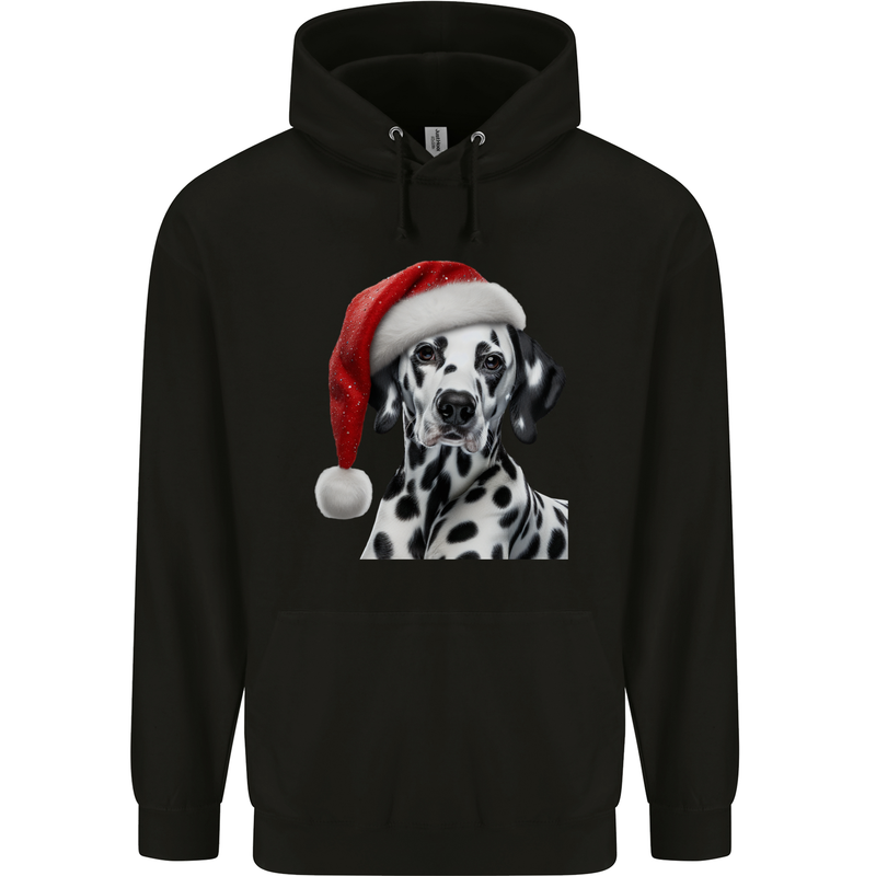 Christmas Dalmatian Wearing a Xmas Hat Dog Childrens Kids Hoodie Black