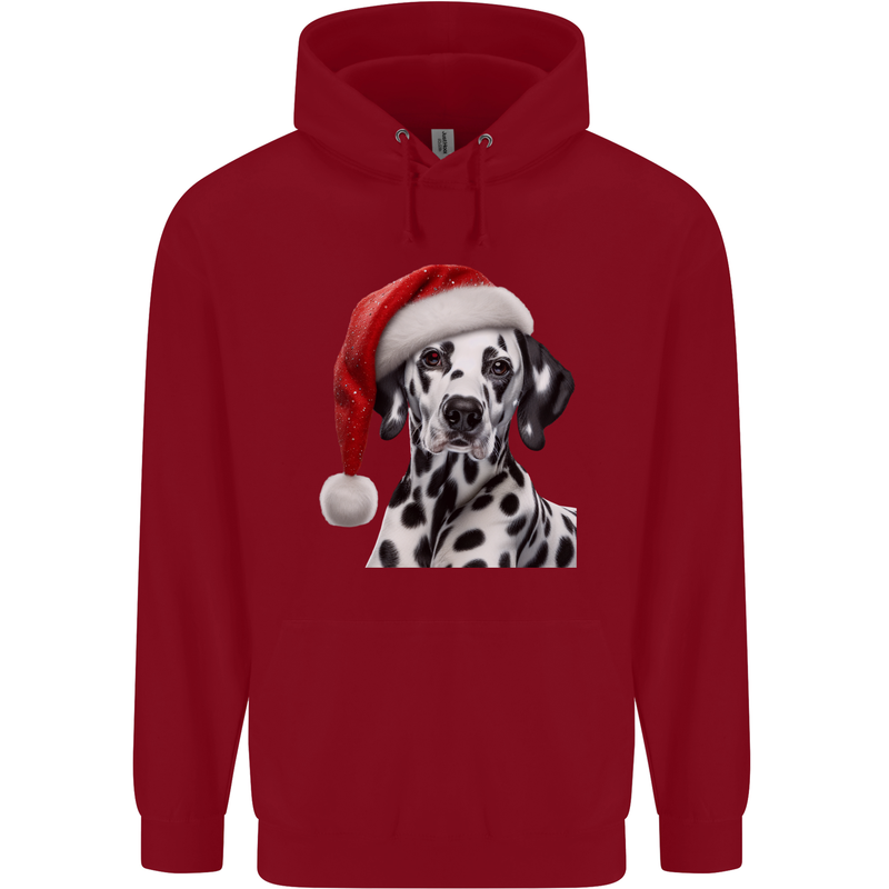 Christmas Dalmatian Wearing a Xmas Hat Dog Childrens Kids Hoodie Red