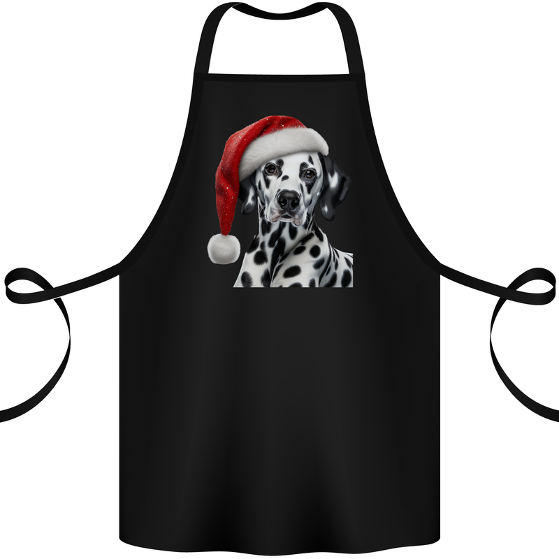 Christmas Dalmatian Wearing a Xmas Hat Dog Cotton Apron 100% Organic Black