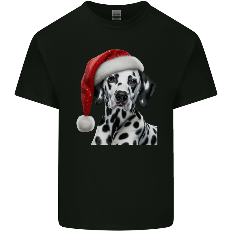 Christmas Dalmatian Wearing a Xmas Hat Dog Kids T-Shirt Childrens Black