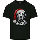 Christmas Dalmatian Wearing a Xmas Hat Dog Mens Cotton T-Shirt Tee Top Black